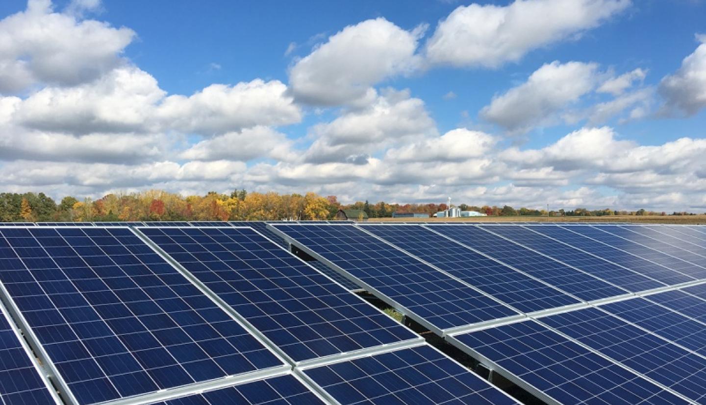 solar panels at Cornell's Musgrave Research Farm in Ledyard, New York