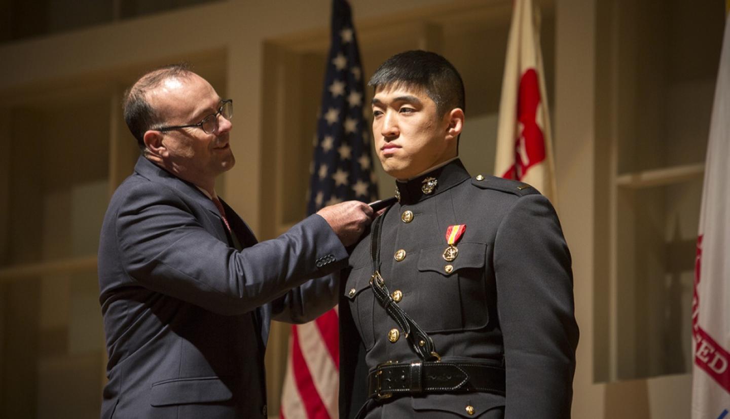 2nd Lt. Daniel Choi receives his gold bars