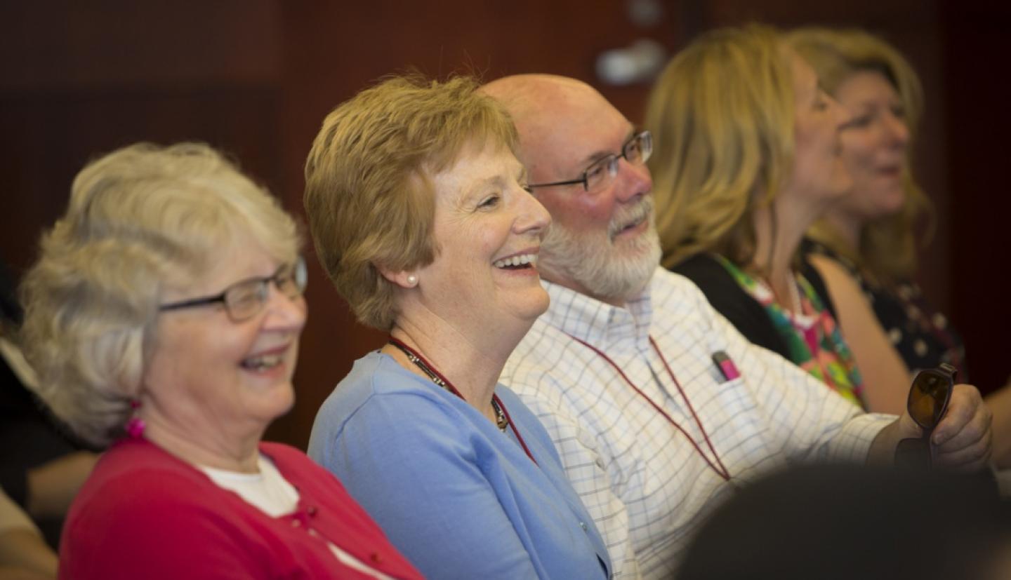Joan Paddock being recognized for earning her doctorate in nutritional sciences