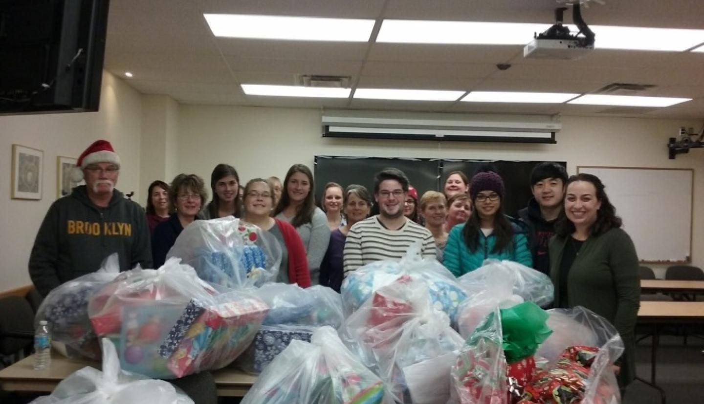 Volunteers for the Wrap-A-Thon pose for a picture