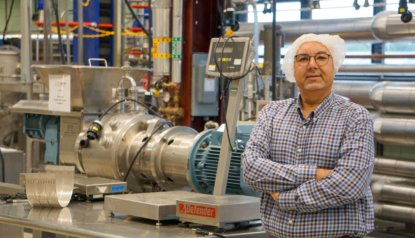 Shehzad Raza, president of ODR Foods Corporation, inside the Cornell Food Venture Center Pilot Plant. 