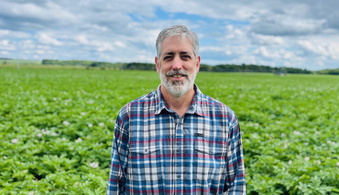 Grower Chris Hansen in a potato field