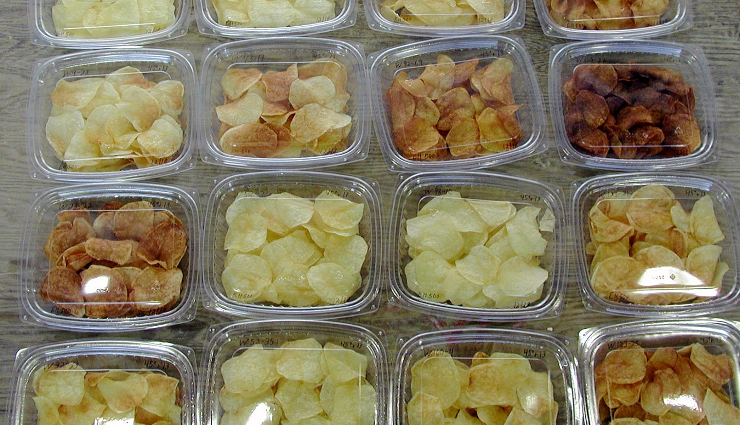 A variety of different potato chips