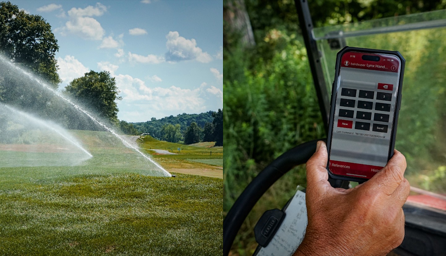 sprinklers on golf course and remote control