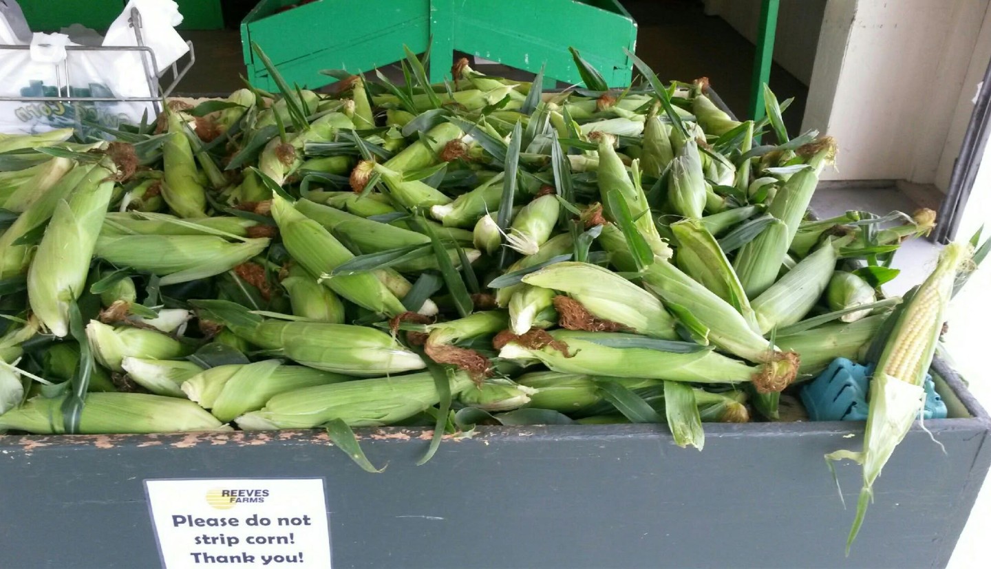 Basket of corn for sale