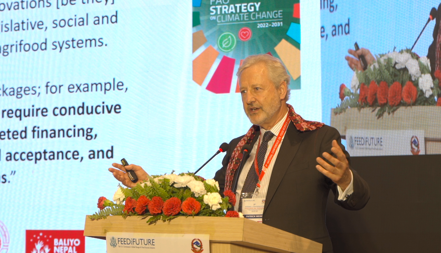 Patrick giving a keynote at event in Nepal