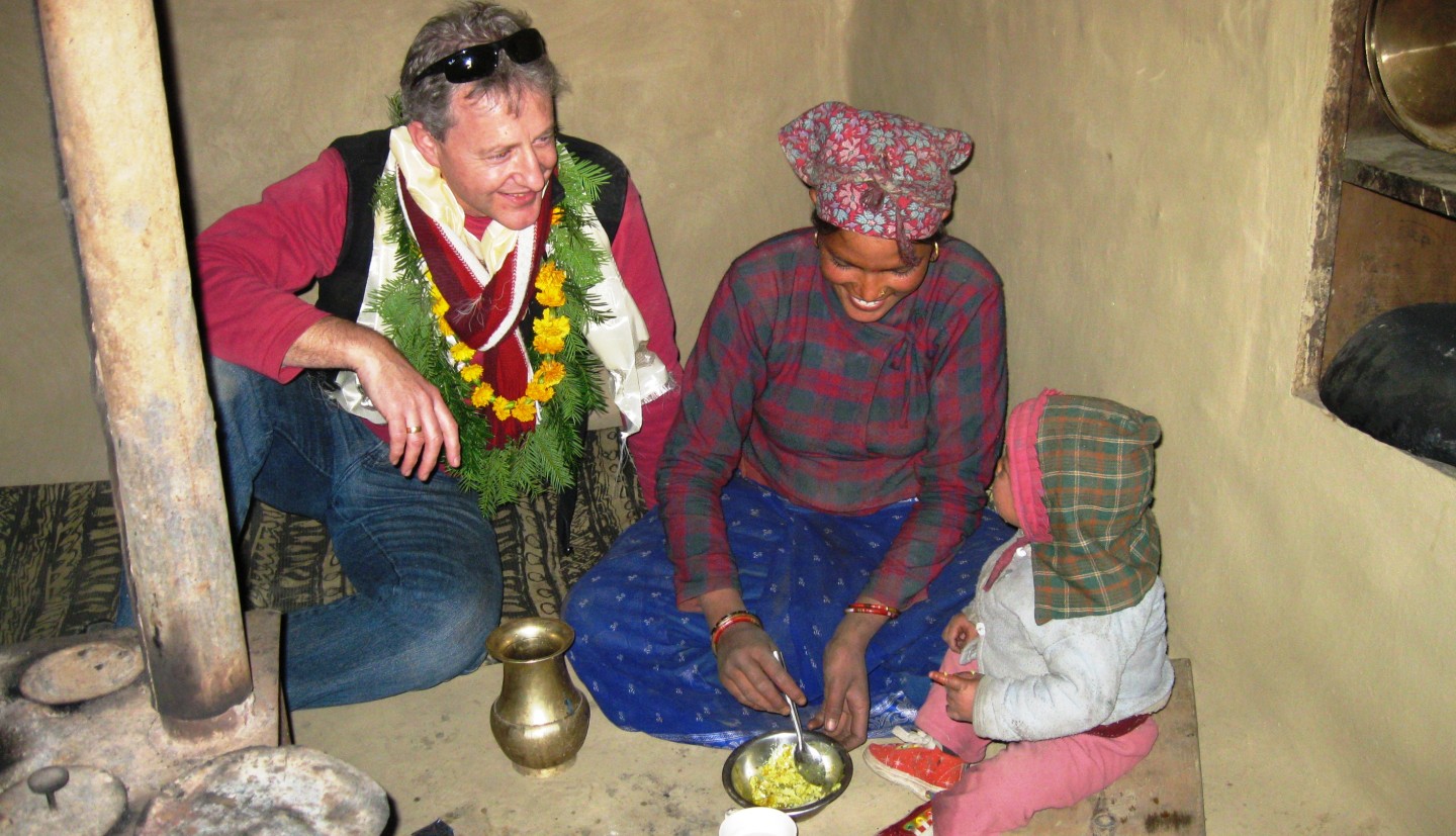 Patrick observing infant complementary feeding in Nepal