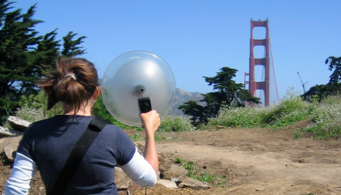 Liz Derryberry with sonar device