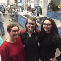 Students Zoe Maisel, Natalie Mottl, and Erica Marroquin pose in lab.