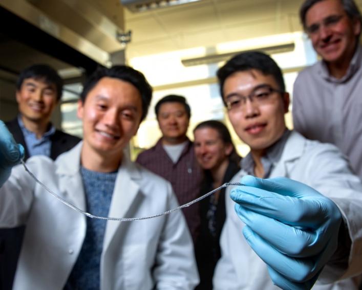 Doctoral students hold a sample of TRAFFIC