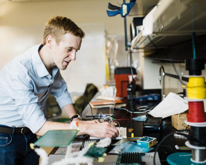 Professor working in his lab