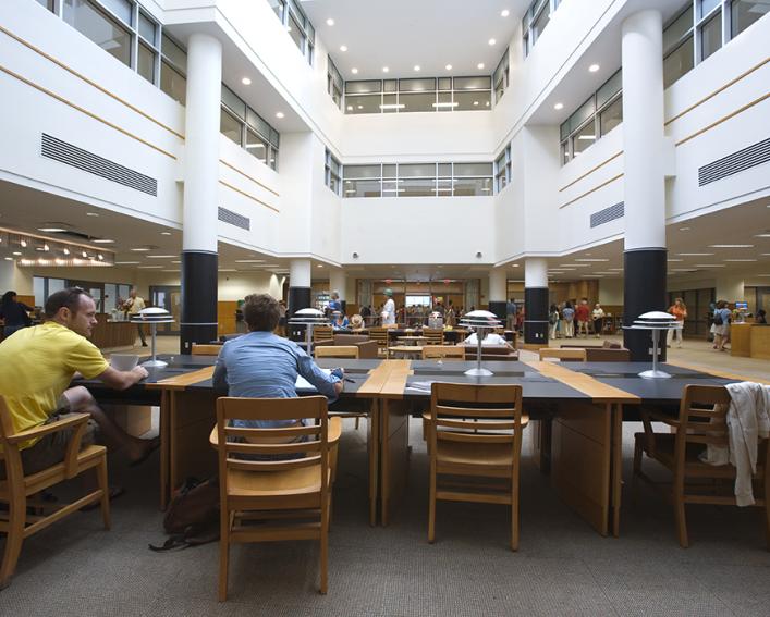 Photo of the inside of the Mann Library