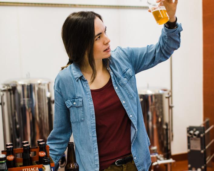 Student testing hops.