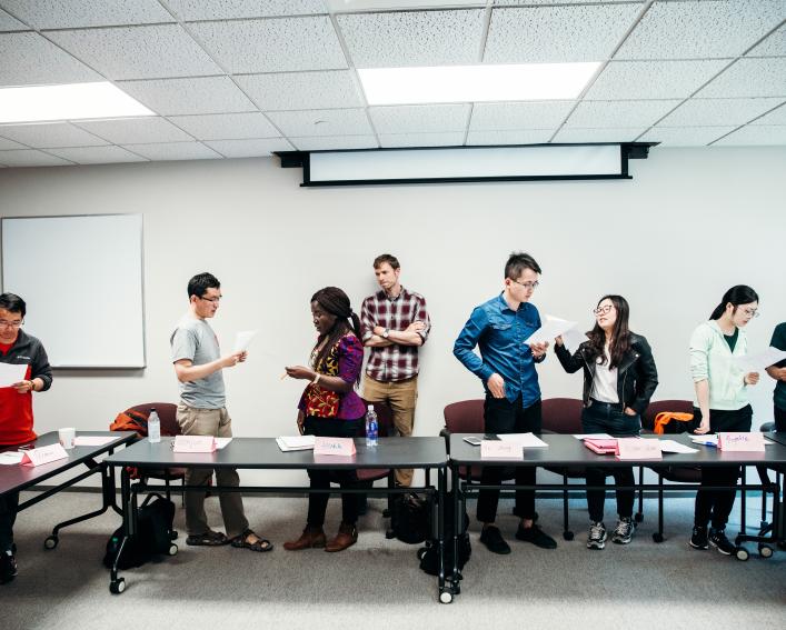 Class with ethnically diverse students