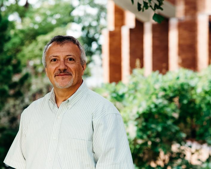 Toni DiTommaso outside Bradfield Hall