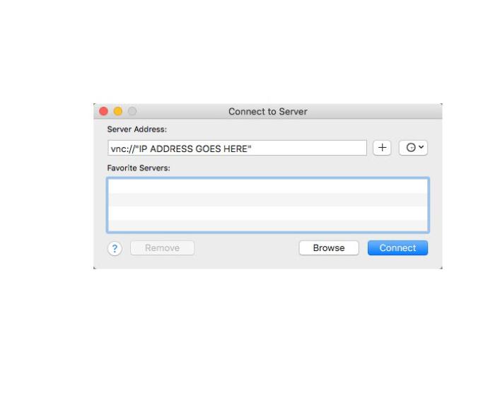 Screen capture of the Mac Connect to Server app