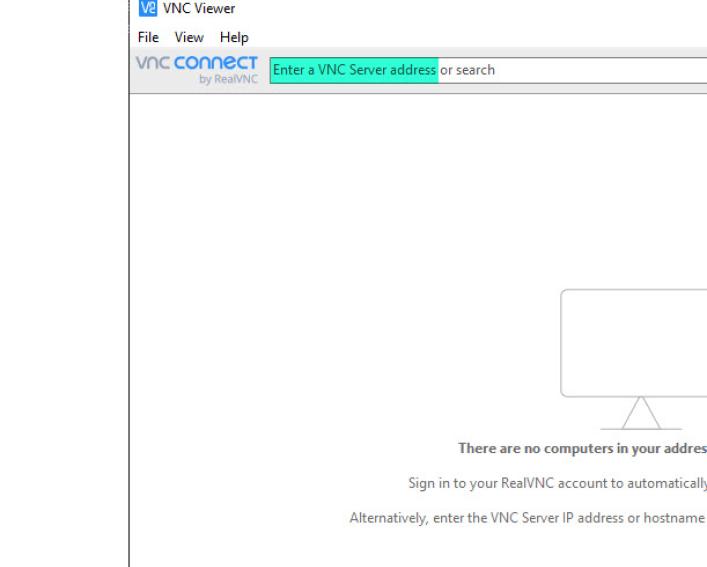 Screen capture of VNC Viewer software for Windows.