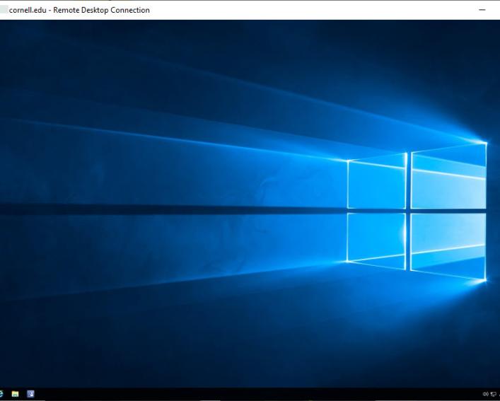 Screen capture of successful Remote Desktop Connection.