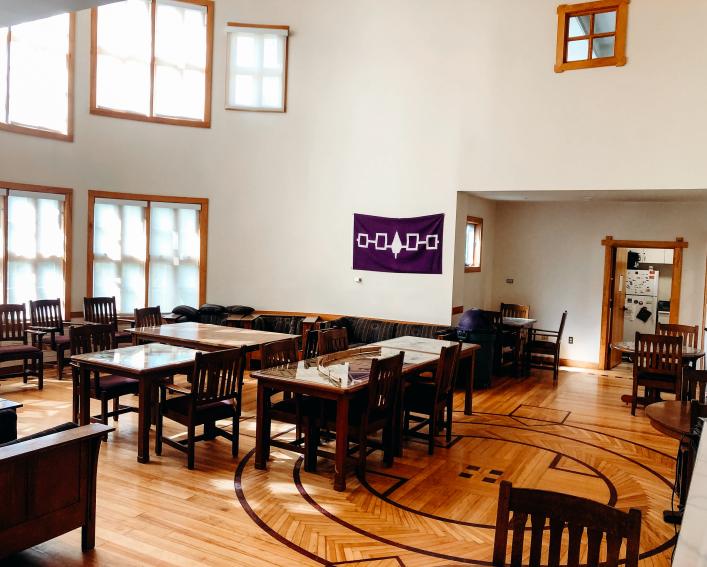 Akwe:kon great room with tables and chairs for events.