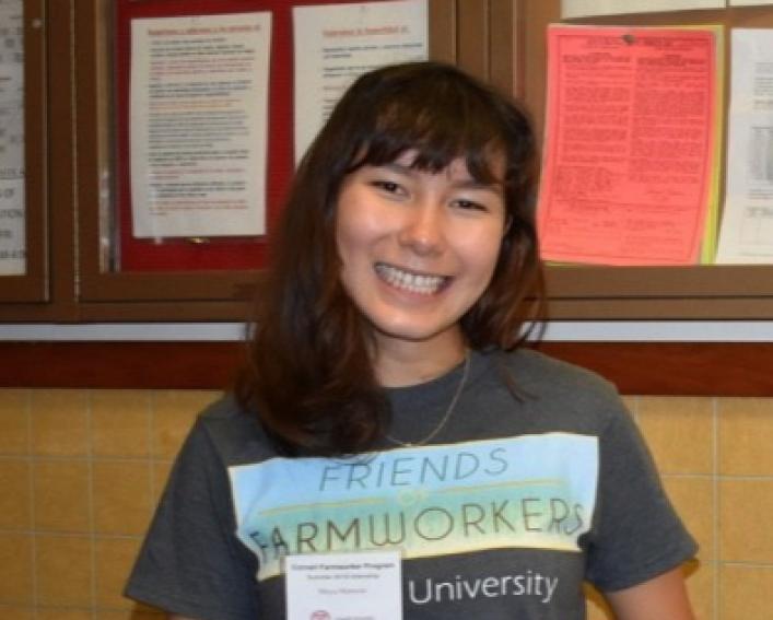 Maya volunteers for the Cornell Farmworker Program