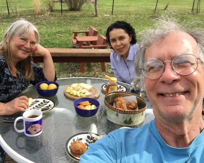Selfie of group at picnic