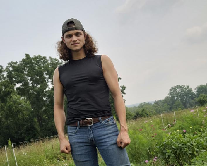 Jeremiah standing in a field