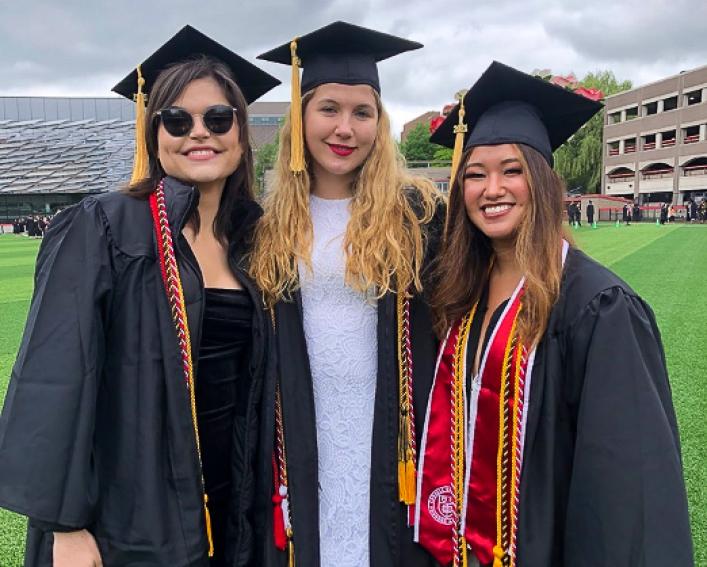 Sophie Wilson and friends during graduation ceremony