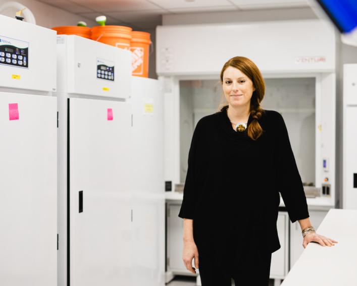 Prof. Murdock stands in her lab.