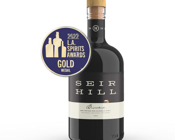 A bottle of alcohol-free rum, with "Seir Hill" written on front.