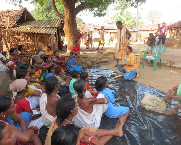 Woman facilitates workshop in India