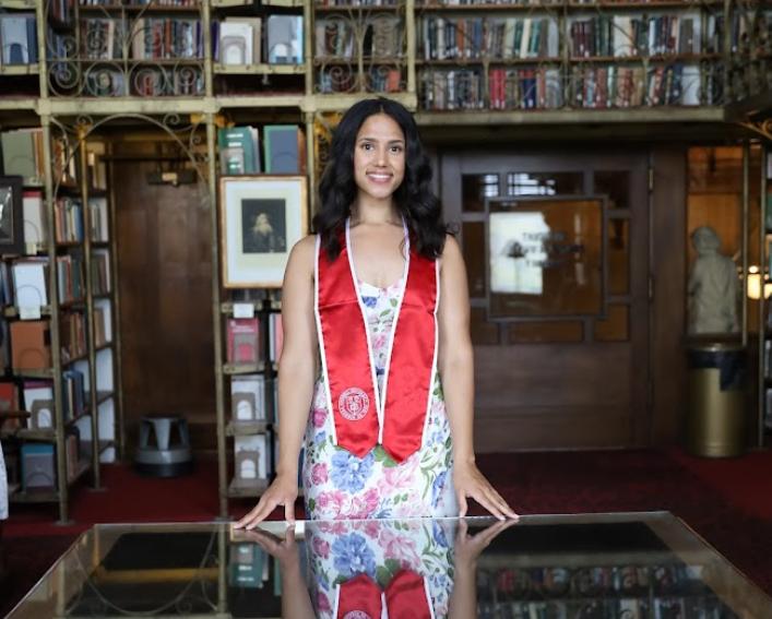 Amanda Wilson standing in a library