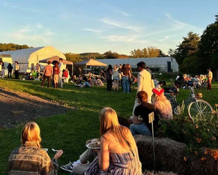 Groups of people at a farm
