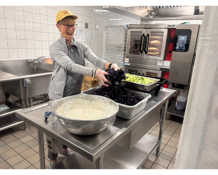Susan making salad