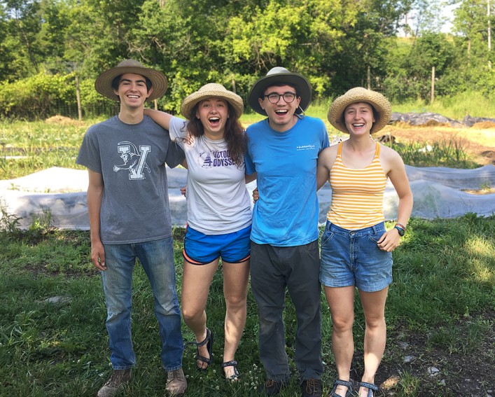 Students at the farm