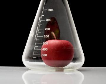 apple in beaker