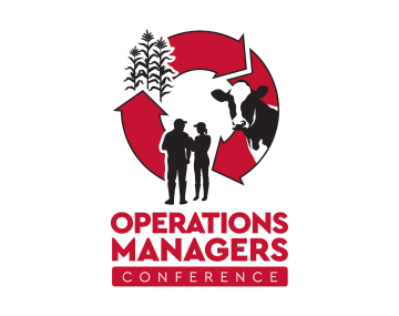 Operations Managers Conference logo showing relation between crop, cows, and people management