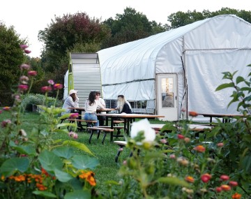 Flowers, students, and high tunnel 